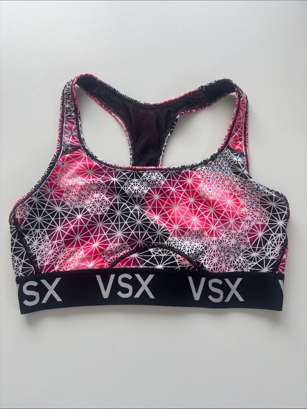 VSX Pink & Black Geometric Racerback Sports Bra -719sku